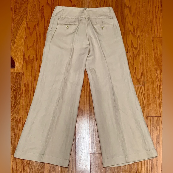Women’s 2 BCBGMAXAZRIA Tabatha Wide Leg Beige Khaki Linen Blend Pants - Picture 10 of 16